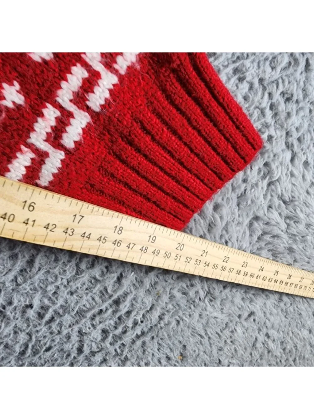 AEO Sweater Mens Large Red Nordic Fair Isle Snowflake Hoodie